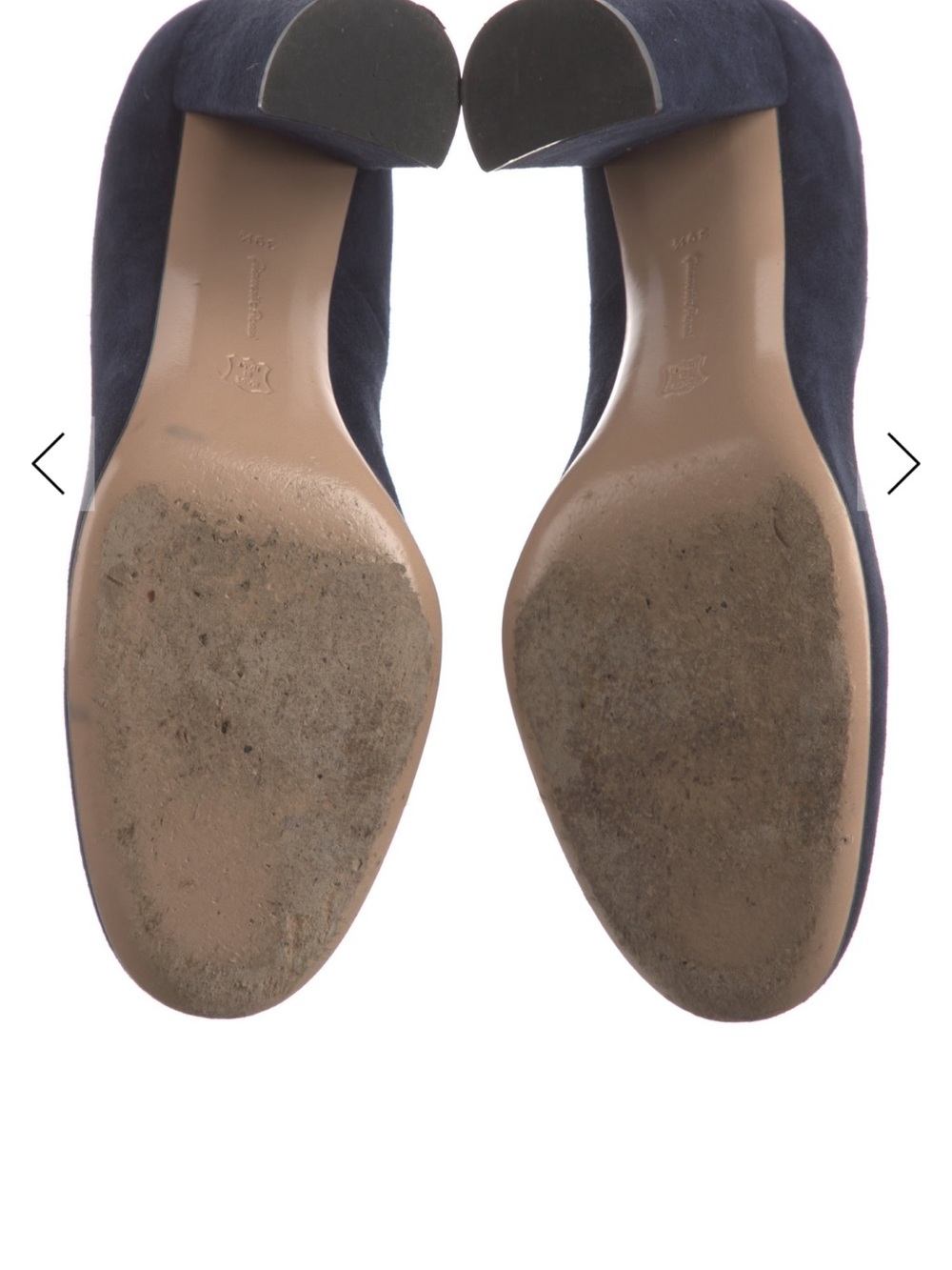 Gianvito Rossi Navy Suede Block Heel Pump - Picture 5 of 5